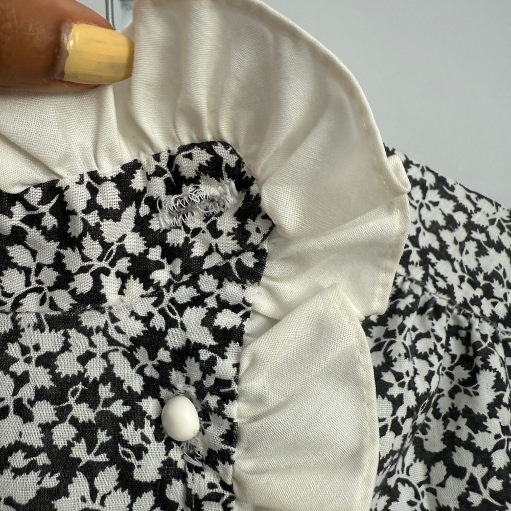 Cottage Cotton Prairie Ruffle Floral Midi Dress S Black - Picture 7 of 8